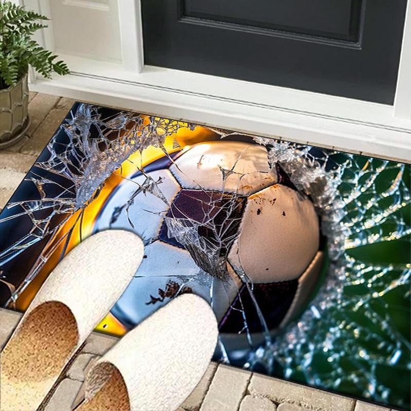 Flaming Soccer Ball Office Rug Chair Mat, Entryway Carpet, Suitable for Front Door, Bedroom, Living Room, Desk, Holiday Gift