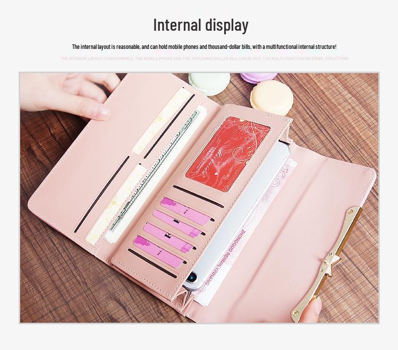 2025 Korean Style Cute Bow Buckle Ladies' Wallet with Rivets