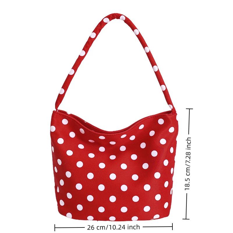 Spacious Polka Dot Tote Bag for Women Stylish Shoulder Handbag for Work School and Travel