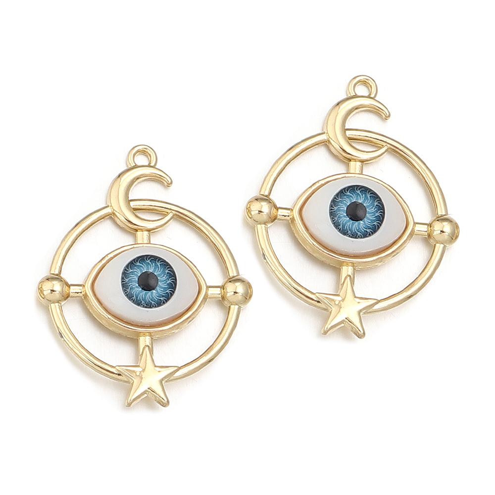 5 Stück/Los Legierung Böser Blick Anhänger Herz Stern Mond Auge Anhänger Für Schmuckherstellung DIY Halskettenanhänger Ohrringe Zubehör