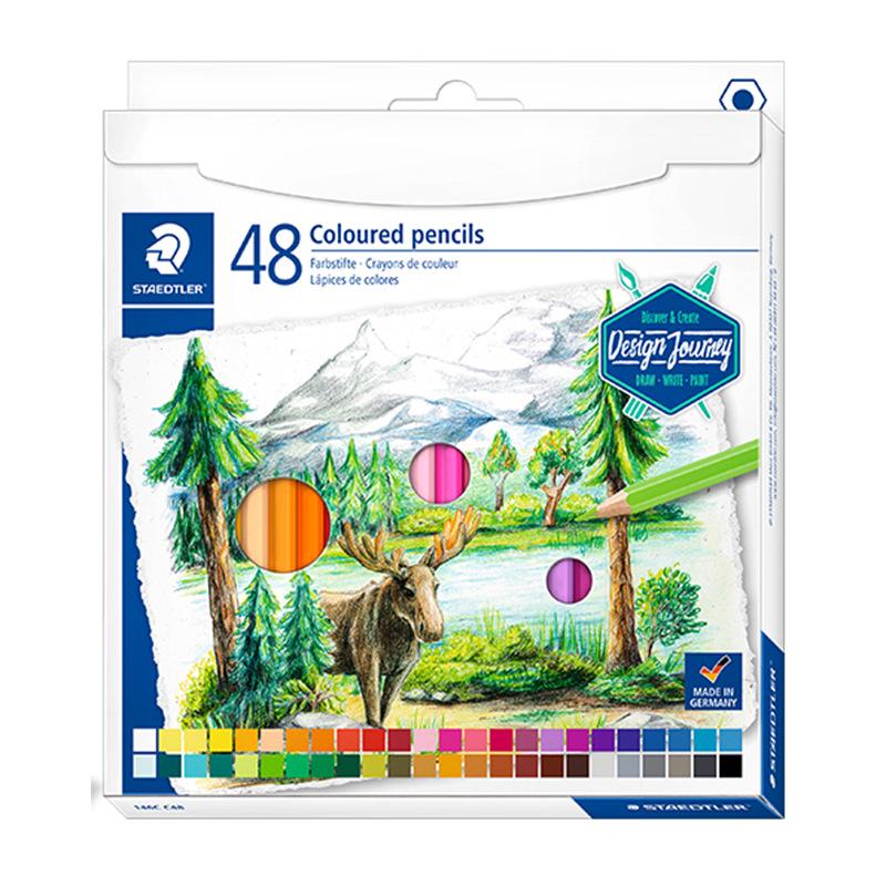 STAEDTLER 146 Art Hand-Painted Oil-Based Colored Pencils for Children, 48 Colors HB