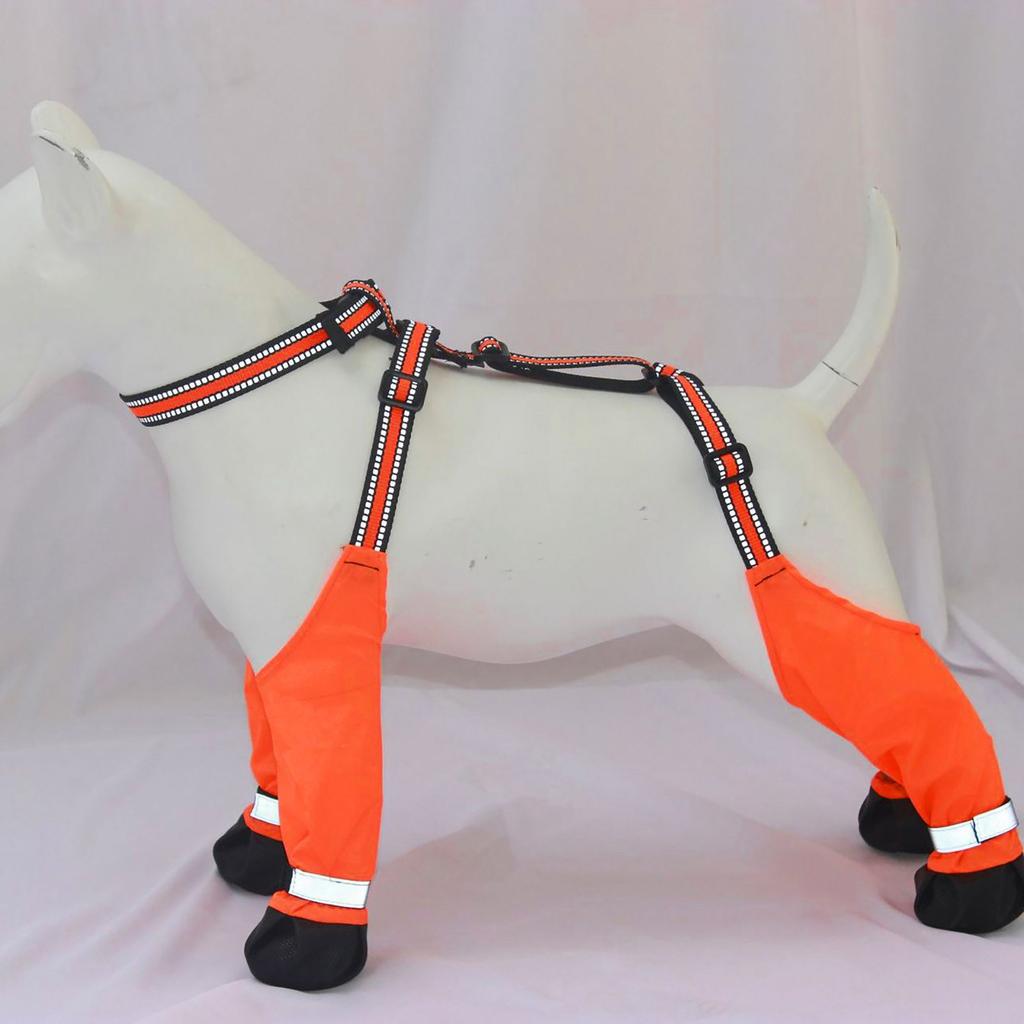 Dog Suspender Booties Anti-Slip Dog Paw Protector Waterproof Boot Leggings Adjustable Dog Shoes For Winter Snow Raining Hiking