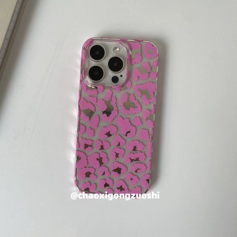 Fashion Leopard print Pink Purple Soft Phone Case For iPhone 17 15 14 12 13 11 16 Pro Max Air XR X XS 12 13 MINI Y2k Back Cover