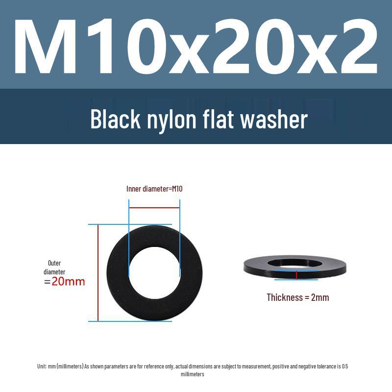Yigu High-Temperature Insulated Black Nylon Flat Washer (M2, M3, M10, M16, M24)