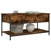 Coffee Table Smoked Oak 100x50x50 cm Wood Based Material and Metal