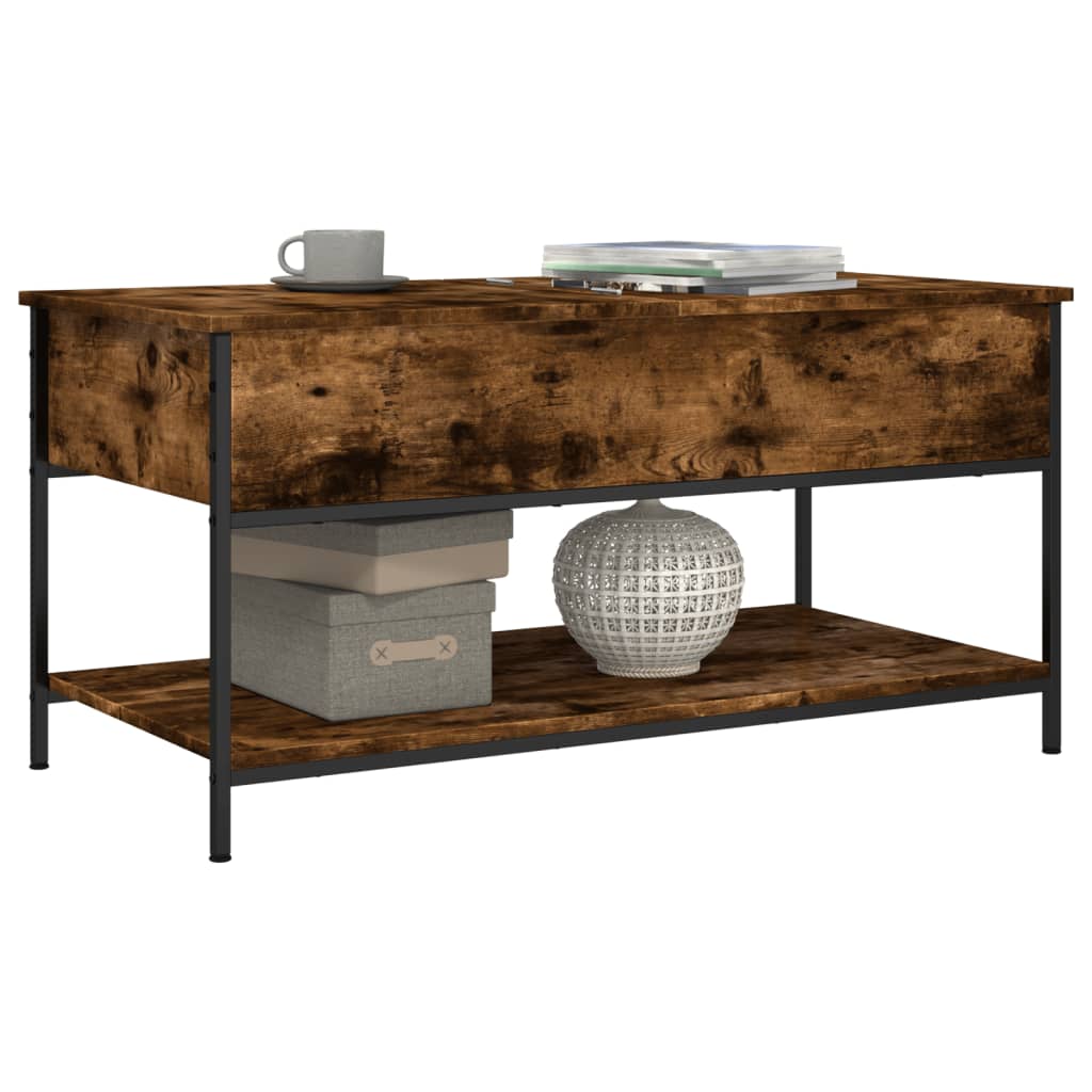 Coffee Table Smoked Oak 100x50x50 cm Wood Based Material and Metal