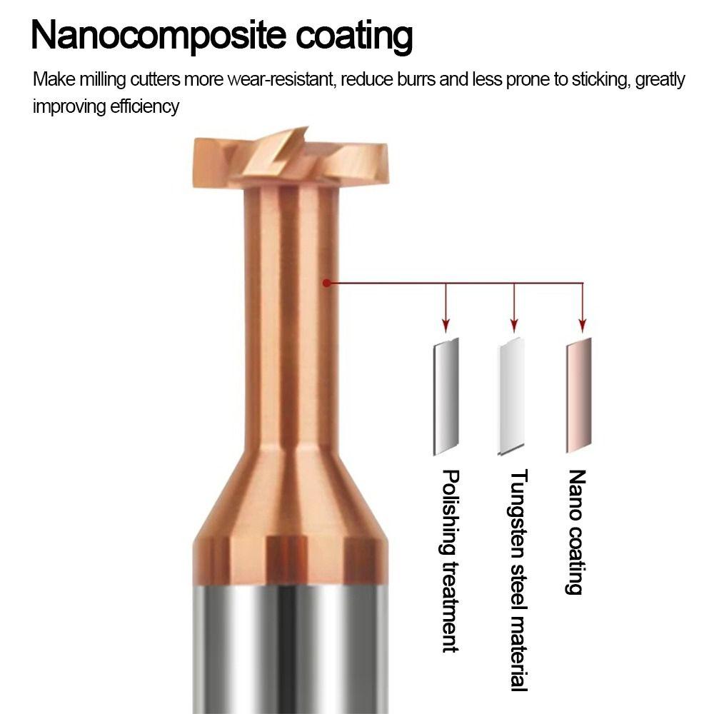 New Carbide T Slot Milling Cutter Round Handle Coating T-Groove End Mills 4 Teeth Slotting Router Bits