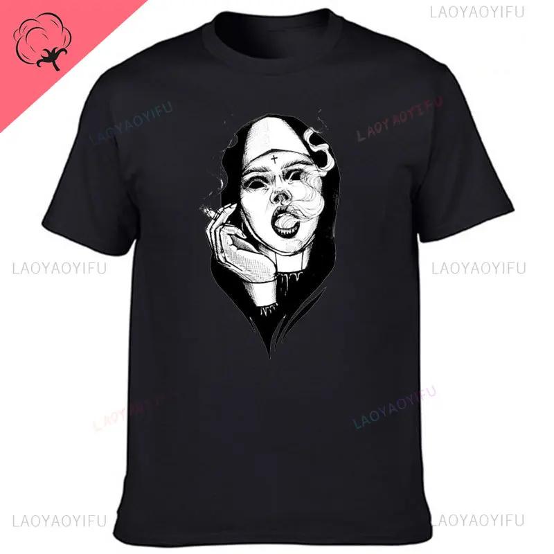 Sister Pattern Take Drugs Nun T Shirt Harajuku Casual New Arrival Summer Men Print Cotton T Shirt Casual Cool Males Tops Mens