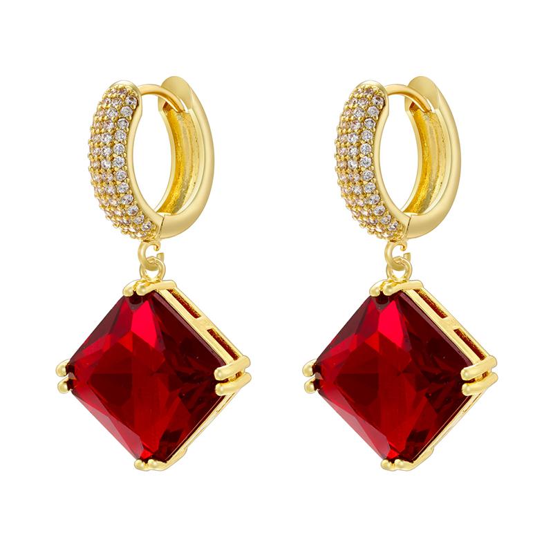 Diamond-Shaped Charm Pendant Earrings Dazzling Transparent Zirconia Statement Earrings Party Jewelry :VE1170