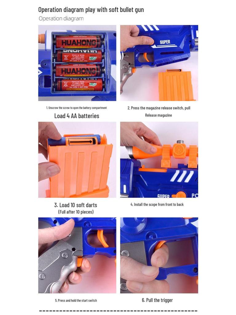 Kids' Electric Rapid-Fire Soft Bullet Gatling Toy Gun