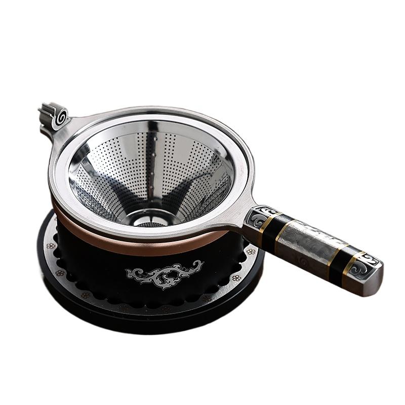 Stainless Steel Tea Strainer with Handle Simple Household Kong Fu Teaware Accessories Metal Tea Strainer Creative Tea Filter Net