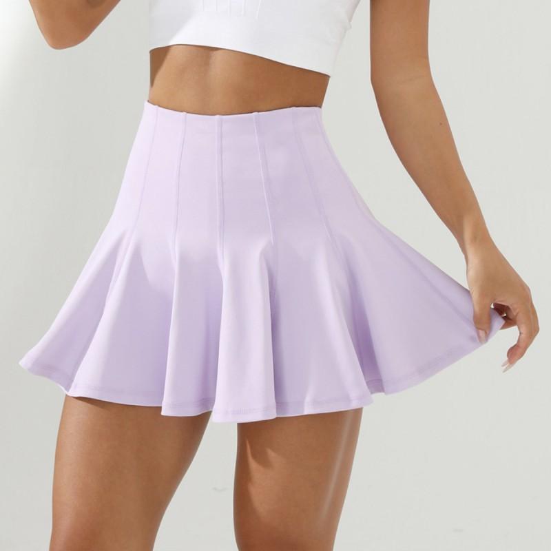 

Yoga Skirt Sports Running Fitness Fake Two-piece Lining Covering Hip Ice Silk Breathable Sweat-wicking Anti-exposure S светло-фиолетовый