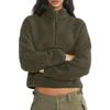 Women's Short Half-Zip Fleece Sweatshirt Plush Warm Cardigan