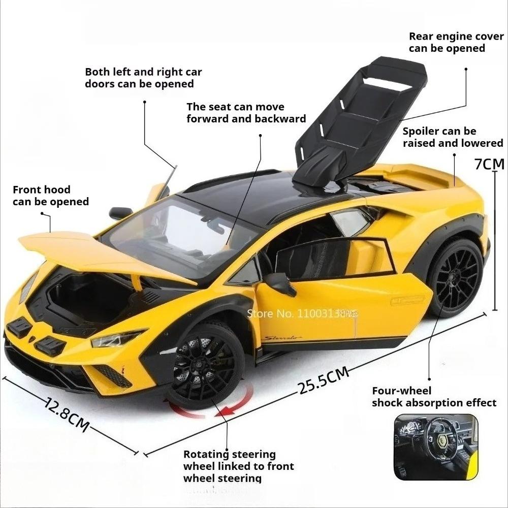 1:18 Scale Huracan Sterrato Revuelto Supercar Model Toys Doors Opened Miniature Vehicles Shock Absorption Ornament Sports Cars