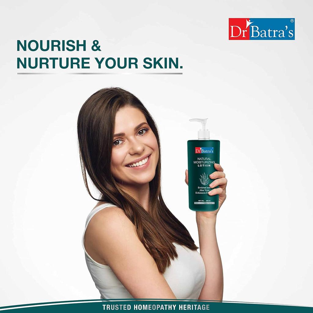 Dr Batra's Moisturized Lotion 400ml Pack of 1, Aloe Vera & Echinacea, Hydrating Daily Skin Care for Smooth Soft Skin