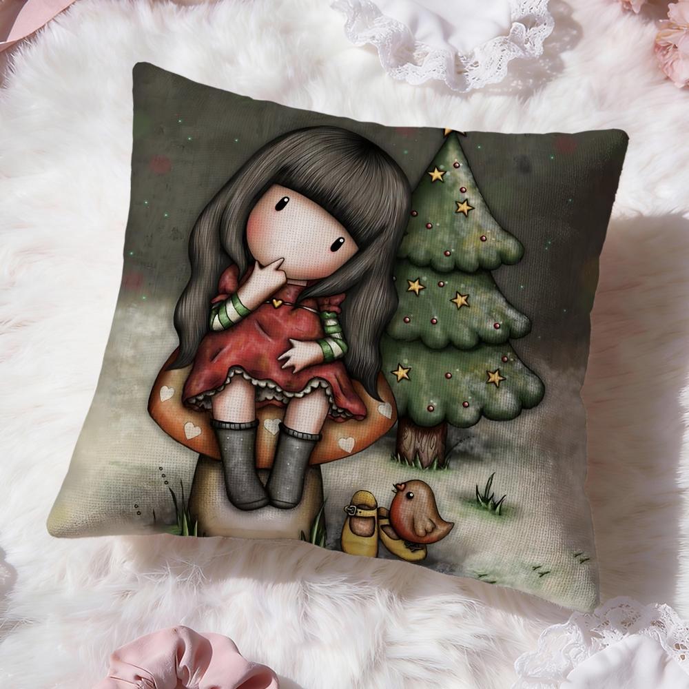 Cartoon S-Santoro Gorjuss Cushion Cover Premium Comfort Reversible Pillow Cove -Two in One Design for Any Room & Car Interior