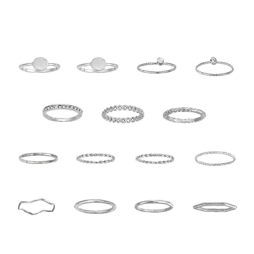 Combination Ring, Stylish And Simple Twist 15-Piece Set Ring Jewelry.