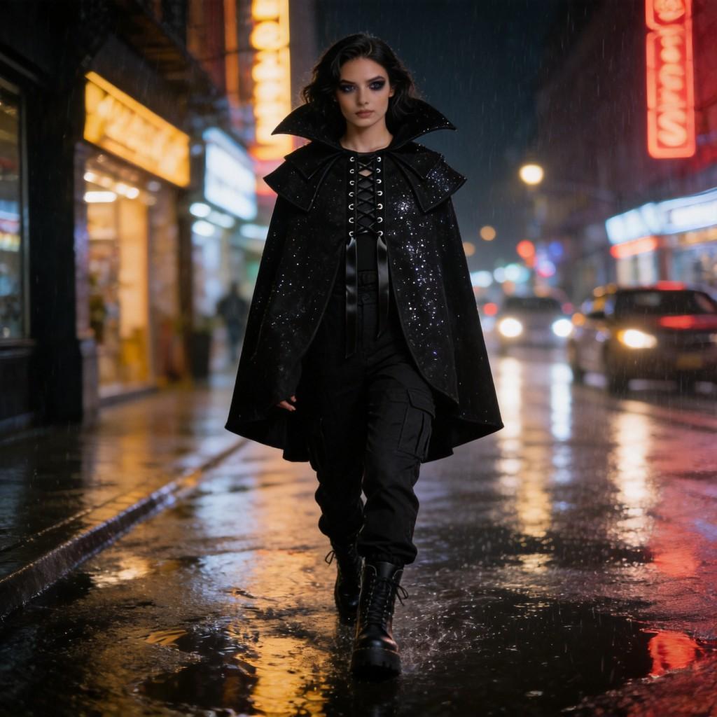 Gothic Cosplay Cape With Polyester Material For Stage Costume And Roleplaying