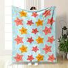Cute Smiling Starfish In Orange and Pink On a Light Blue Background. for All Seasons Blanket Lunch Break Throw Gift