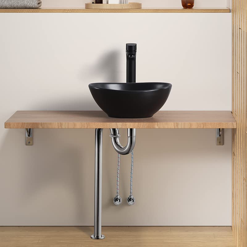 LUYI Oval Hand Washing Bowl Hand Wash Basin Washbowl Set 340x270x130mm Black