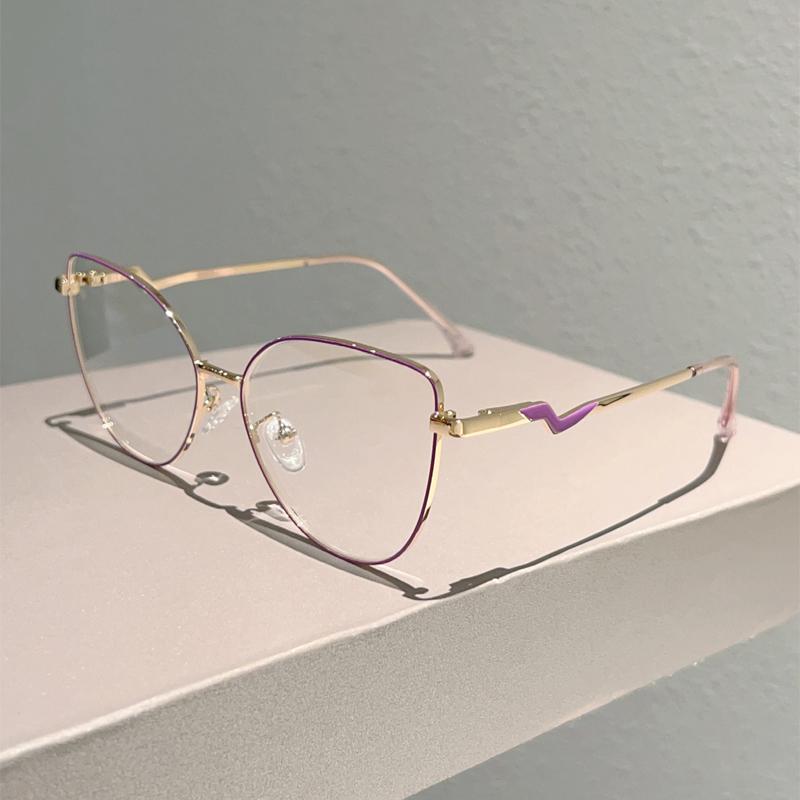 Trendy Retro Metal Cat Eye Frame Fashion Korean Style Women's Glasses Blue Light Blocking Ins Brand Design Chic Eyewear
