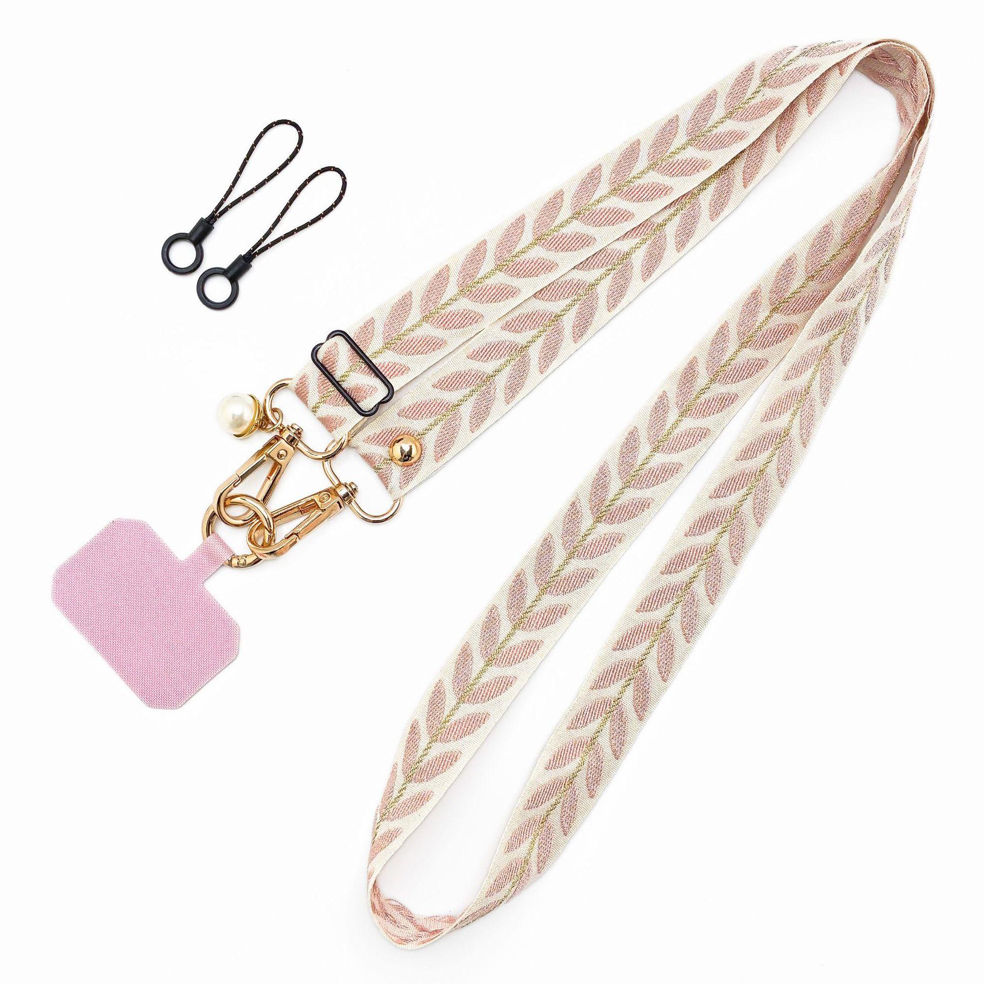 

New Adjustable Leaf Pearl Phone Lanyard Multi Functional Single Shoulder Crossbody Phone Rope Free Hands Phone Case Universal