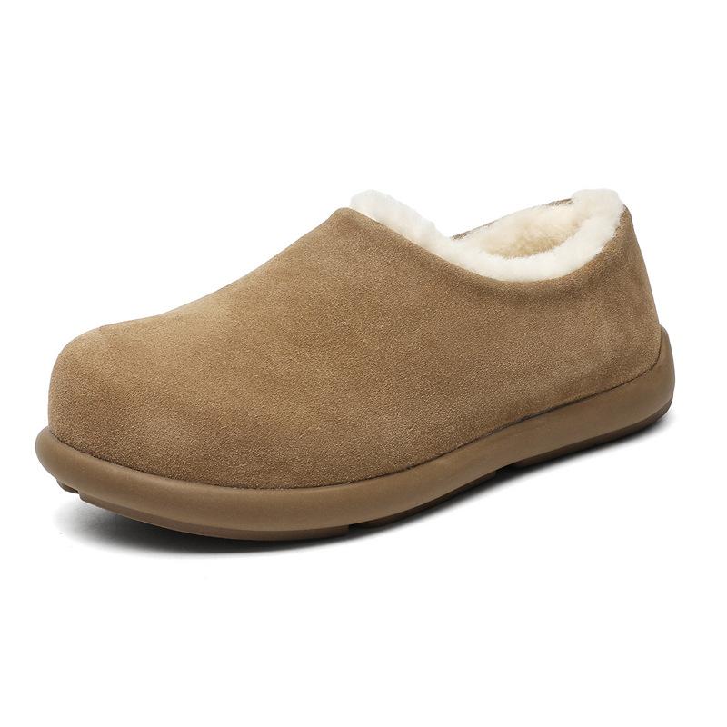 3673 Leather Velvet Women's Autumn and Winter New Warm Cotton Shoes Bag Head Half Drag Fluff