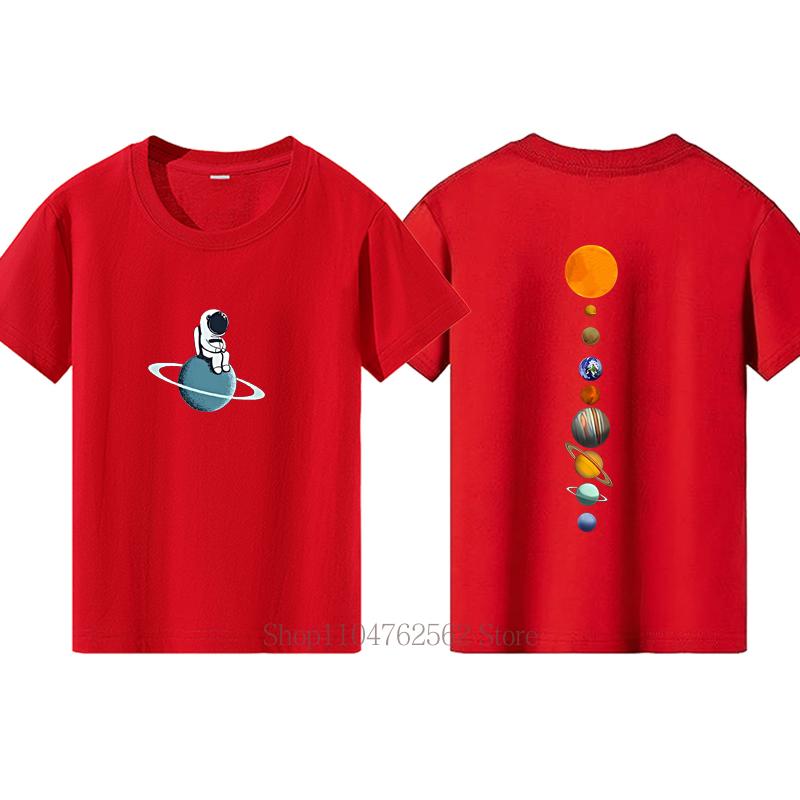 Teenager Astronaut Graphic Print Tshirts for Boys Summer Children Casual Funny Colorful Tops Kids Crew Neck Short Sleeve Tees