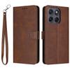 Wallet Case for Moto G67 5G - Leather/PU, Brown, With Lanyard