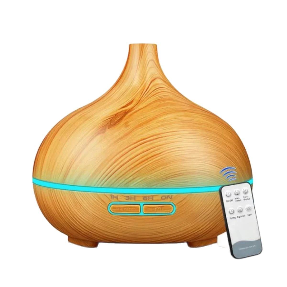 

Увлажнитель воздуха ароматерапия эфирное масло диффузор Wood Grain 500 мл ультразвуковой пульт дистанционного управления 7 цветов света для дома спальня EU