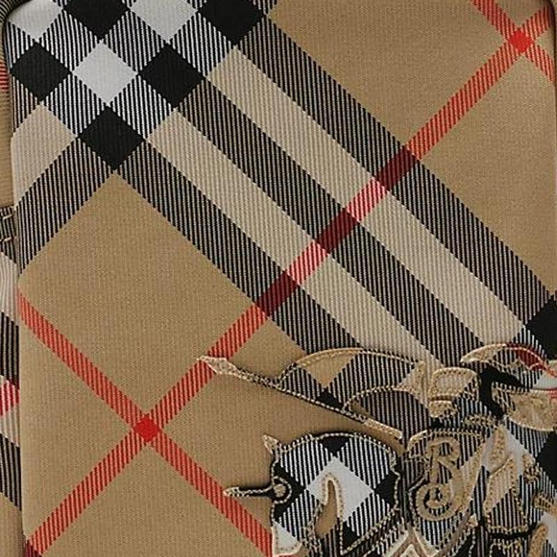 Burberry Vintage Check Canvas Crossbody Bag With Equestrian Knight Embroidery For Daily Use