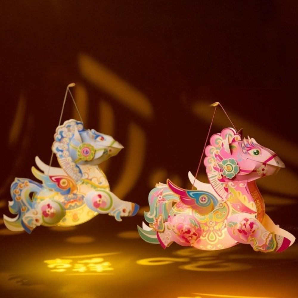 Cartoon Zodiac Horse Lantern Traditional Blessing Lantern Handheld Lantern  Spring Festival