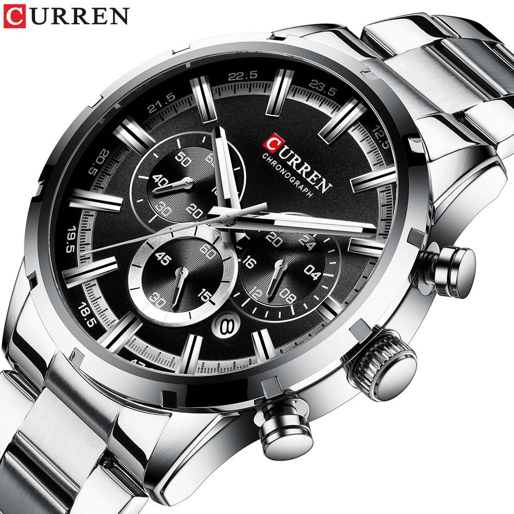 Curren 8355 Men's Waterproof Quartz Calendar Watch with Steel Band