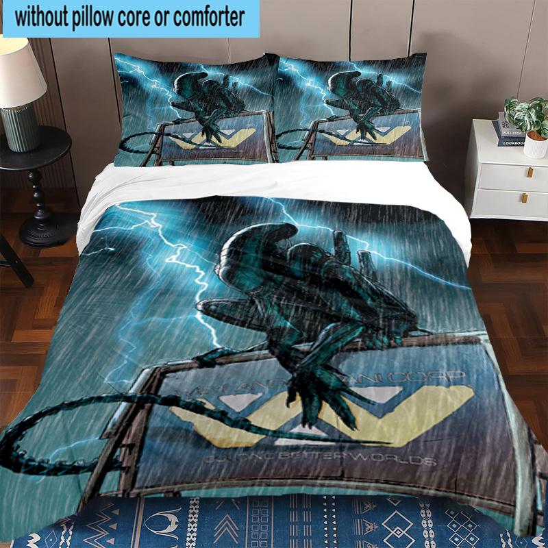 3PCS Alien Horror Artwork 3pcs Bedding,Including 3PCS Duvet Cover And 2pcs Pillowcases Perfect for Christmas,Ideal for Bedroom, Dormitory