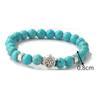 Evil Eye Charm Bracelets Owl Butterfly Starfish Braclets Lucky  Gift 8mm Synthetic Turquoise Stone Bracelet for Women Men