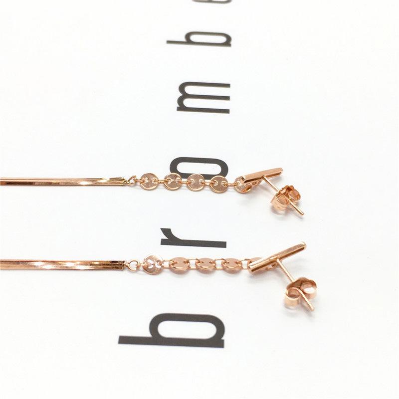 Purple Gold-Plated Rose Gold Disc Snake Bone Temperament Fringed Fashion Foreign Style Long Earline Women