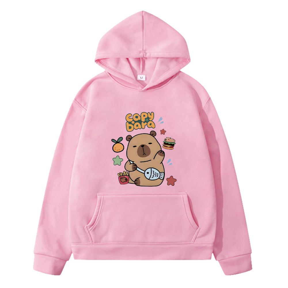 

аниме худи капибара Куртка Каваи Пуловер портрет головы капибары Милая повседневная толстовка y2k толстовка детская одежда для девочки 130 розовый