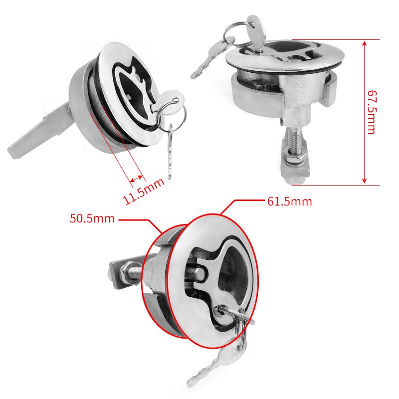 Alastin Marine Hardware 316 Stainless Steel Turning Lock Flush Pull Lift Handle Locker Hatch Latch with Key