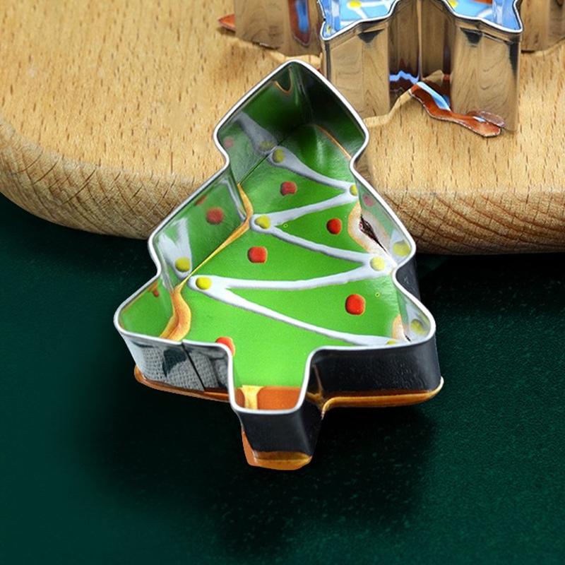 Stainless Steel Christmas Cookie Molds Snowflake Christmas Tree Gingerbread Man Cookie Molds Diy Baking Cookie Molds
