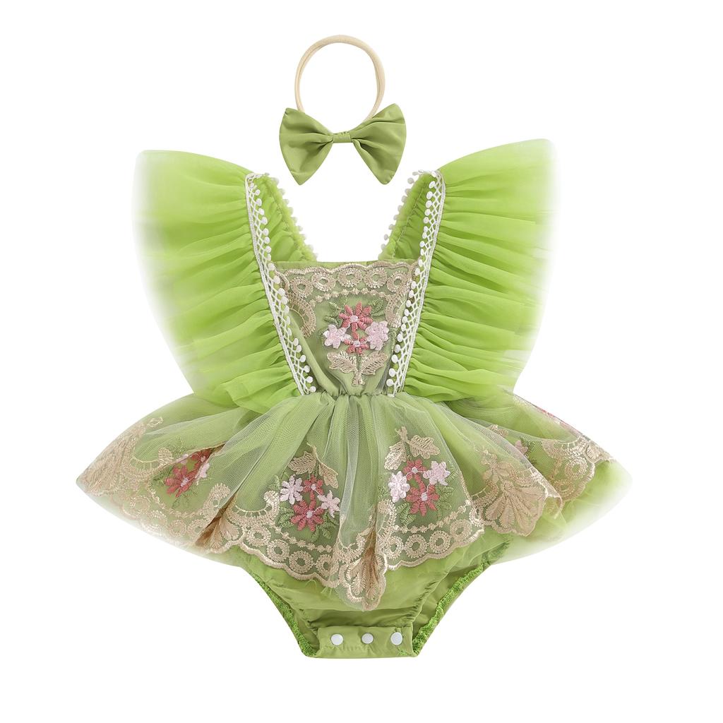 ma&baby 0-24M Princess Newborn Baby Girl Romper Infant Toddler Tulle Floral Embroidery Jumpsuit Overall Birthday Party Clothing
