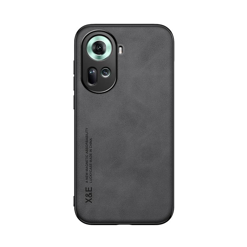 KEYSION Luxusní kožené pouzdro pro OPPO Reno11F 5G Silikon+PC Nárazuvzdorný zadní kryt telefonu pro OPPO Reno 11F 5G