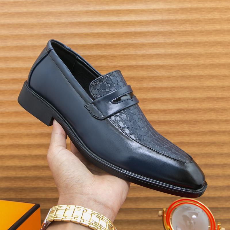 Fashion New Designer Men's Pointed Alligator Pattern Wedding Shoes Male Penny Loafers Formal Dress Footwear Zapatos Hombre