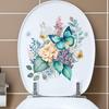 Creative Flower Butterfly Toilet Sticker Waterproof Self-Adhesive Removable Decal for Bathroom Toilet Lid Decor
