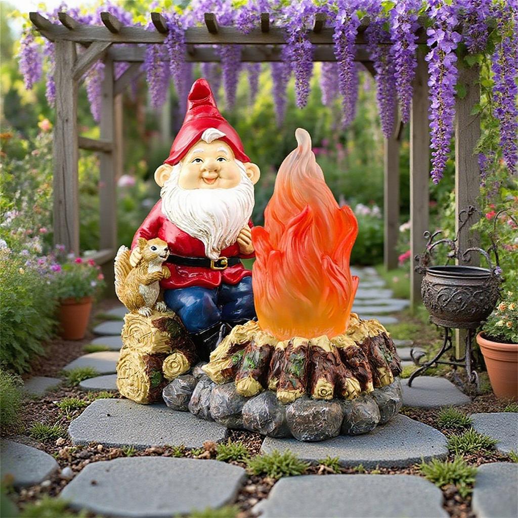 Solar Torch Dwarf Ornament Courtyard Simulation Fire Pile With Light Ornament Outdoor Garden Decoration Ornament