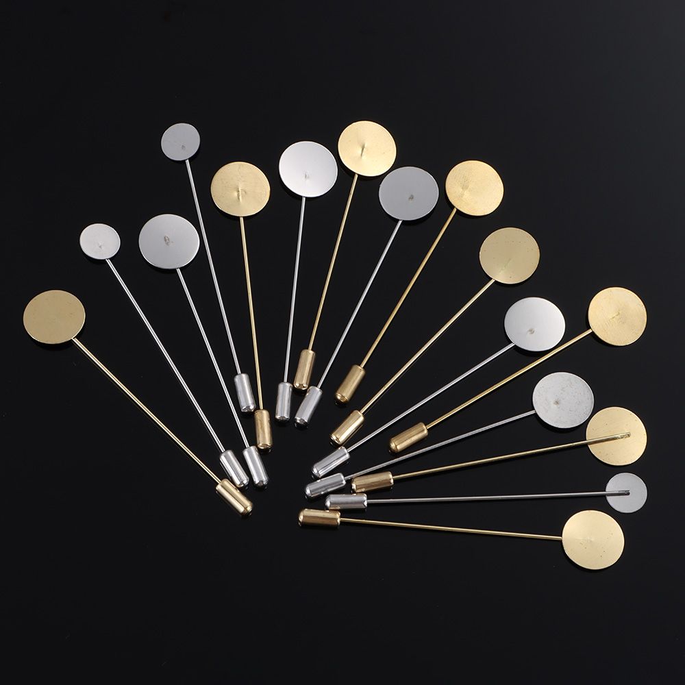 10Pcs Gold Silver Plated Simulated Pearl Alloy Copper Long Brooch Pin Lapel Dress DIY Craft Jewelry Making Brooches Accessories