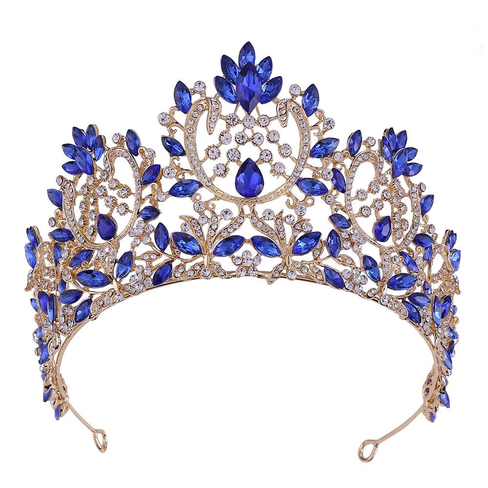 RS217 Silver and Gold Plated Elegant Crystal Wedding Hair Accessories Bride Pageant Tiaras Crowns for Queens