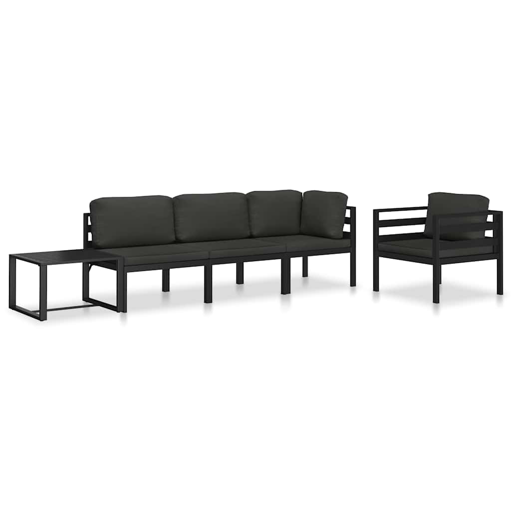 Single Sofa with Cushions Aluminum Anthracite