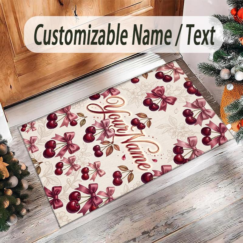 Valentine Love Theme Crystal Velvet Rug Personalized Custom Name Text Soft Floor Mat Home Decor