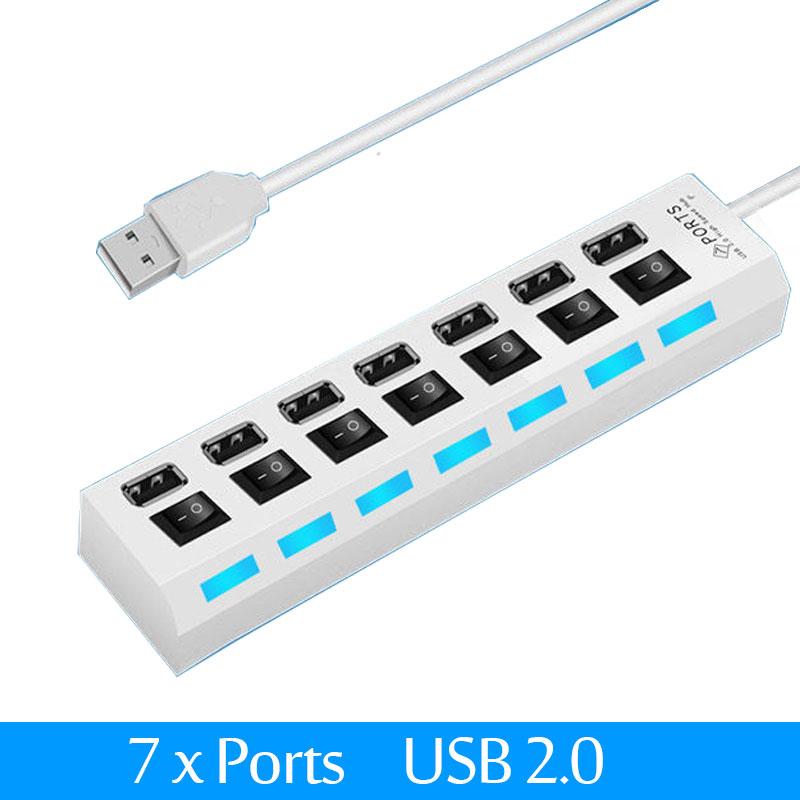 Xiaomi USB 2.0 Hub USB Hub 2.0 Multi USB Splitter Hub Use Power Adapter 4/7 Port Multiple Expander USB 3.0 Hub with Switch 30CM Cable