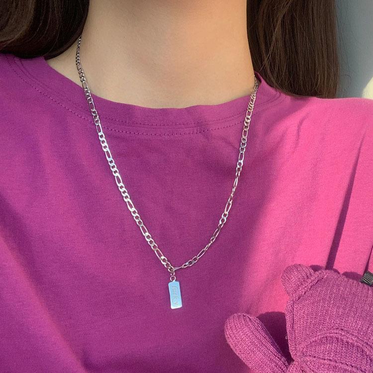 Real  Sterling Silver Square Letter Geometric Pendant Necklaces for Women Trendy Fine  Personality Accessories